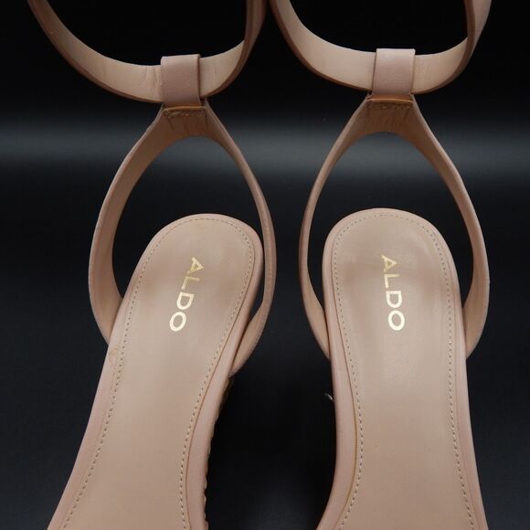 Aldo Legiwien-55 Nude Pink Espadrille Basketweave Wedge Ankle Strap Sz 8-1/2 - Picture 10 of 12